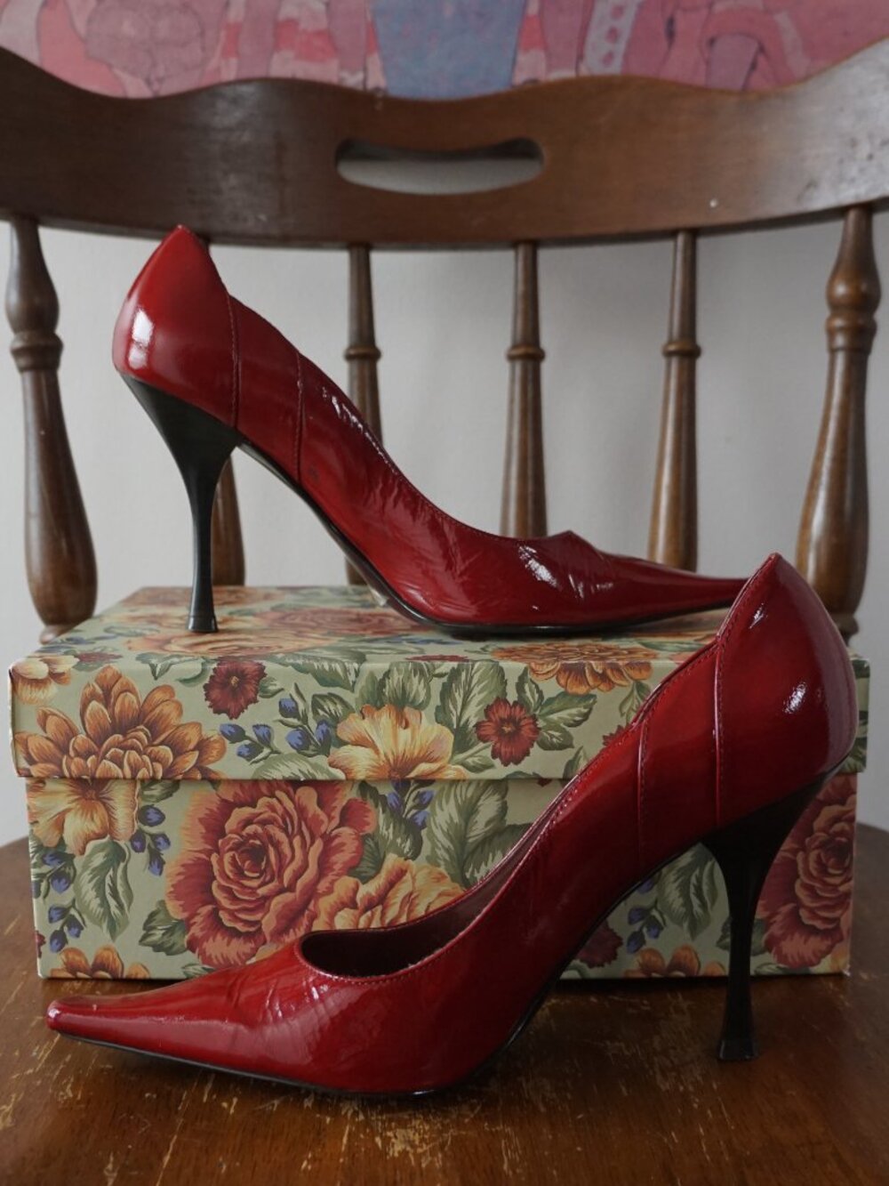 BCBGirls Red Genuine Leather Pointed Toe Pumps - Picture 4 of 12